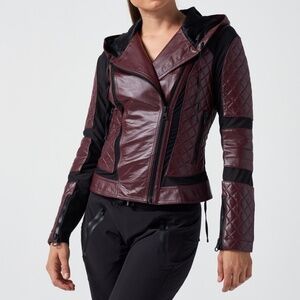 Blanc Noir Burgundy Moto Hoodie